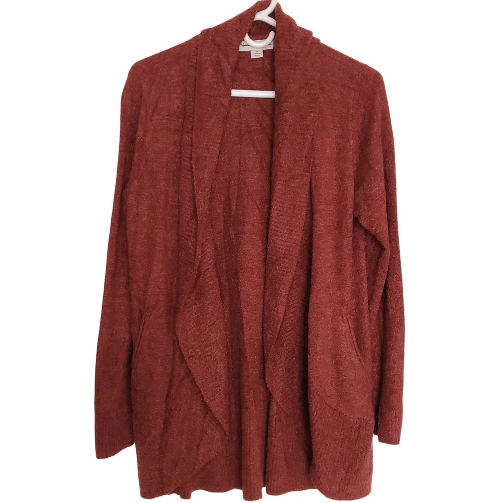 Barefoot‎ Dreams CozyChic Lite Orange Red Ribbed Island Wrap Lounge Cardigan Med